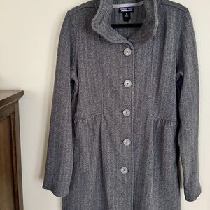 Patagonia Women’s Gray Button Front Wool Blend Coat Jacket Size XL